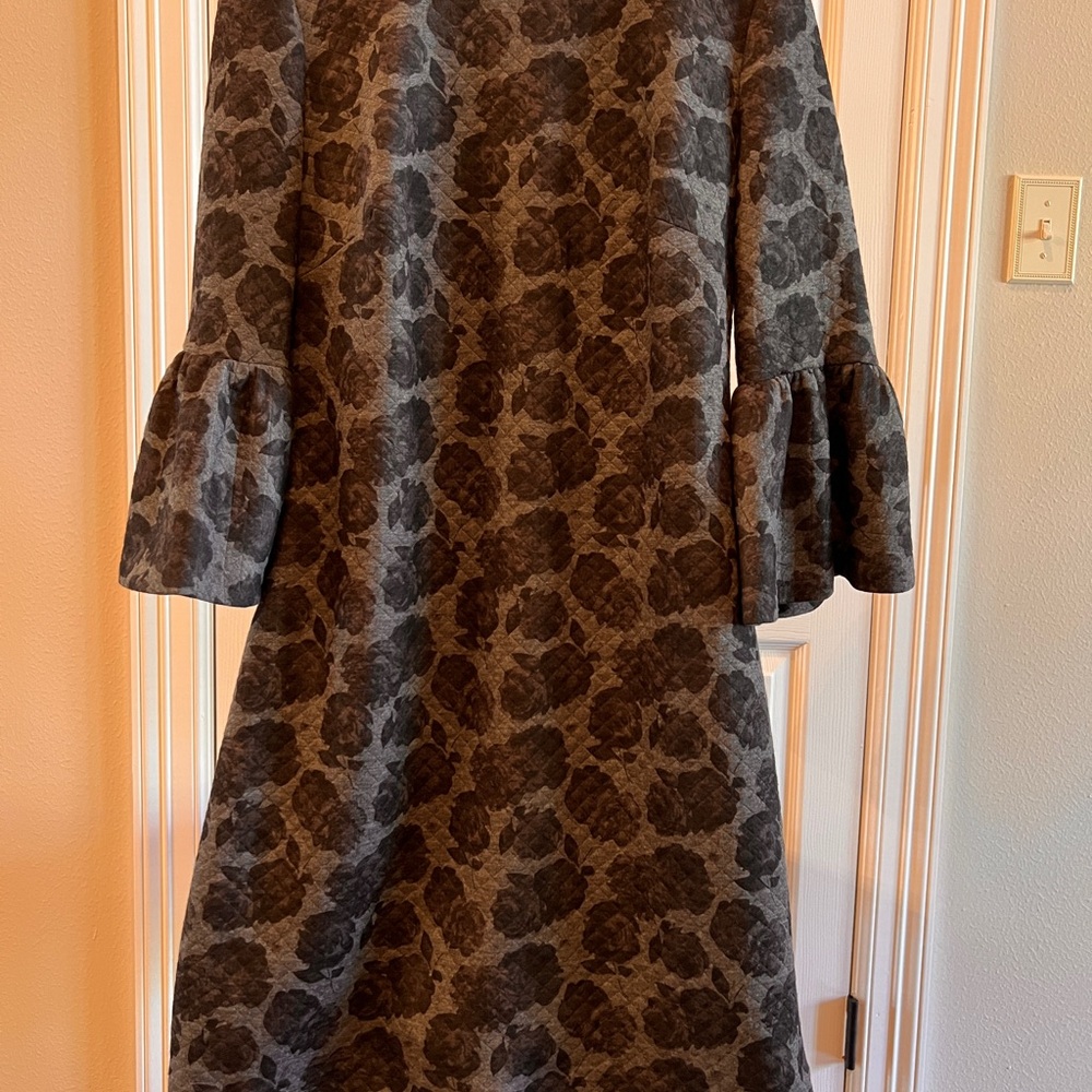 Calvin Klein Black Floral Long Sleeve Dress